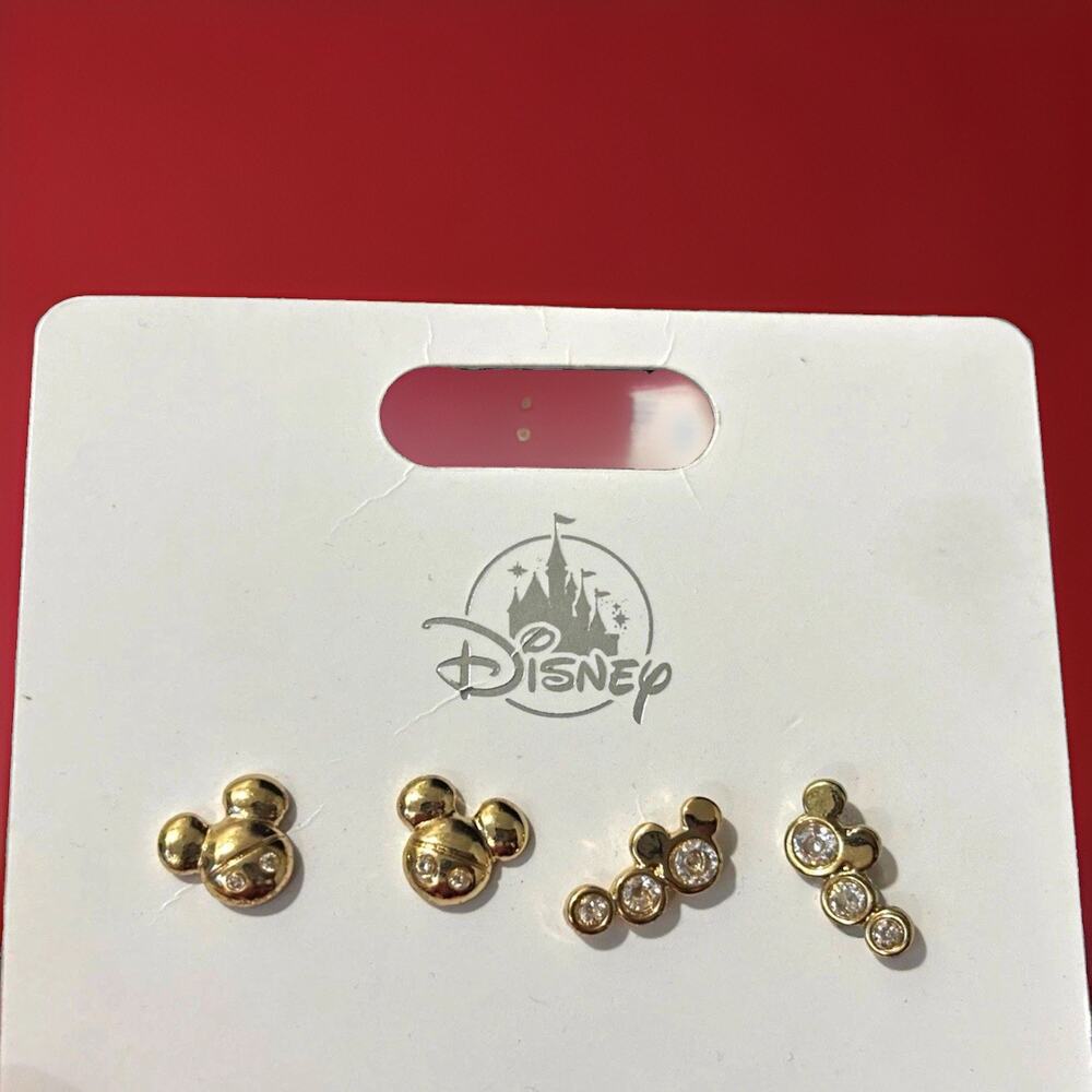Disney Mickey Mouse Crystal Stud Earrings Set on Display Card